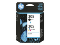HP 305 - 2-pack - svart, färg (cyan, magenta, gul)